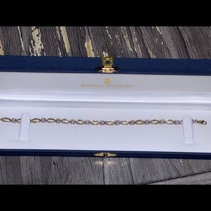 10K YG/WG Brilliant Natural Diamond Tennis Bracelet